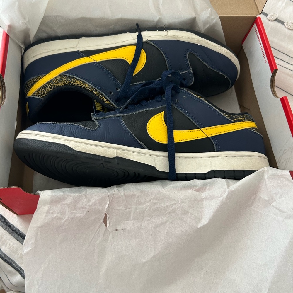 Nike Men’s Low-Top Sneakers — Navy & Yellow Swoosh